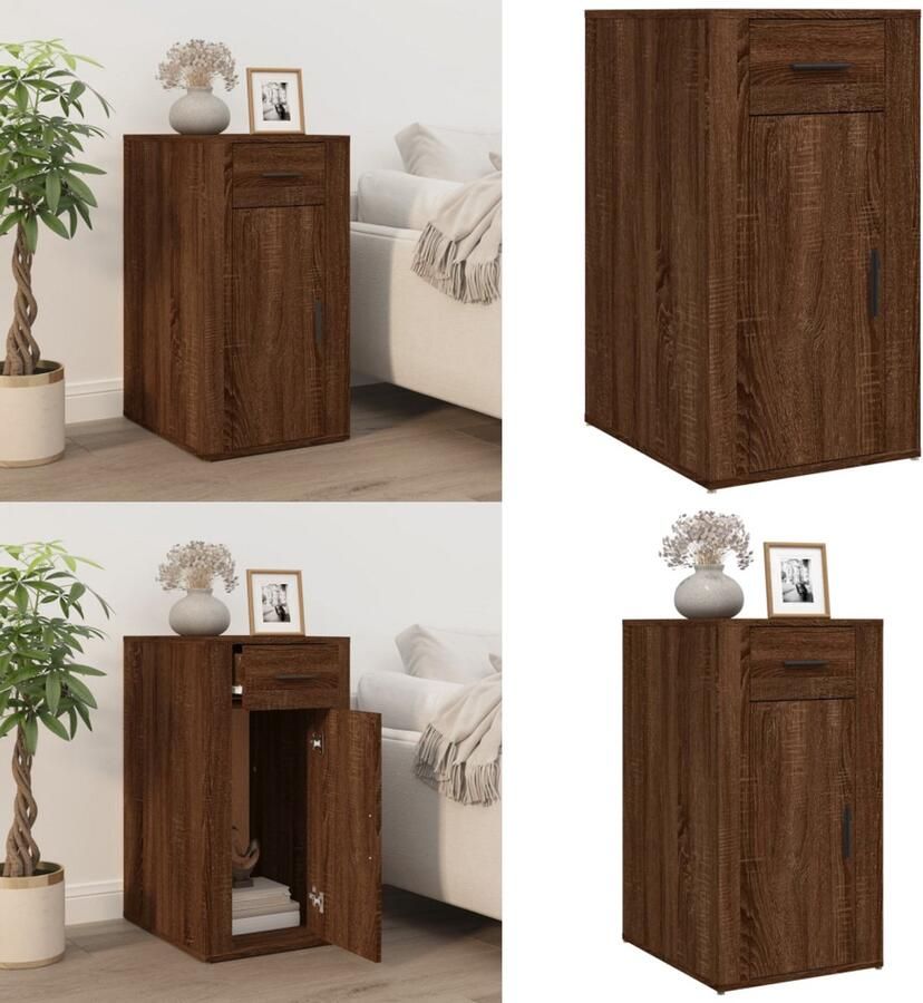 VidaXL Bureaukastje 40x49x75 cm bewerkt hout bruin eikenkleur Bureaukast Bureaukasten Bureaukastje Bureaukastjes