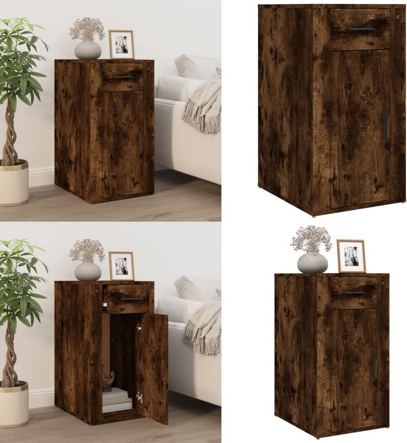 VidaXL Bureaukastje 40x49x75 cm bewerkt hout gerookt eikenkleurig Bureaukast Bureaukasten Bureaukastje Bureaukastjes