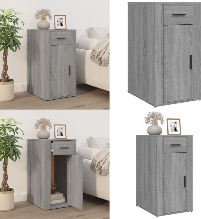 VidaXL Bureaukastje 40x49x75 cm bewerkt hout grijs sonoma eikenkleurig Bureaukast Bureaukasten Bureaukastje Bureaukastjes