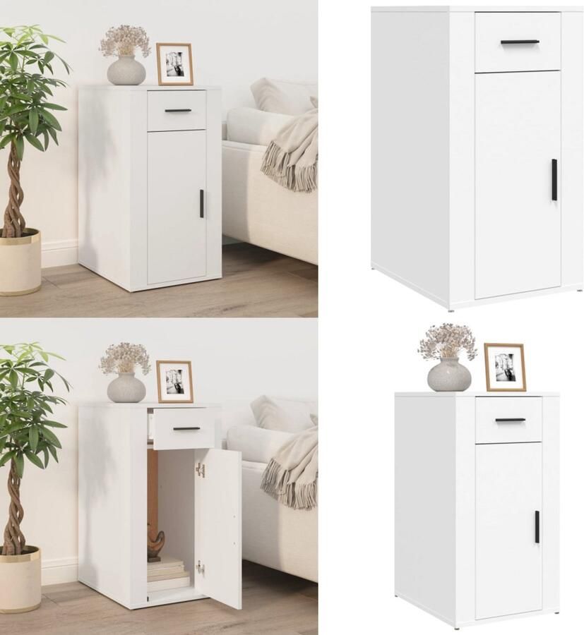 VidaXL Bureaukastje 40x49x75 cm bewerkt hout wit Bureaukast Bureaukasten Bureaukastje Bureaukastjes