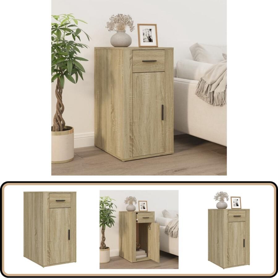 VidaXL Bureaukastje 40x49x75 cm Sonoma Eiken Kantoorspullen Bureau Accessoires Boekenplank Opslagoplossing Houten Kast