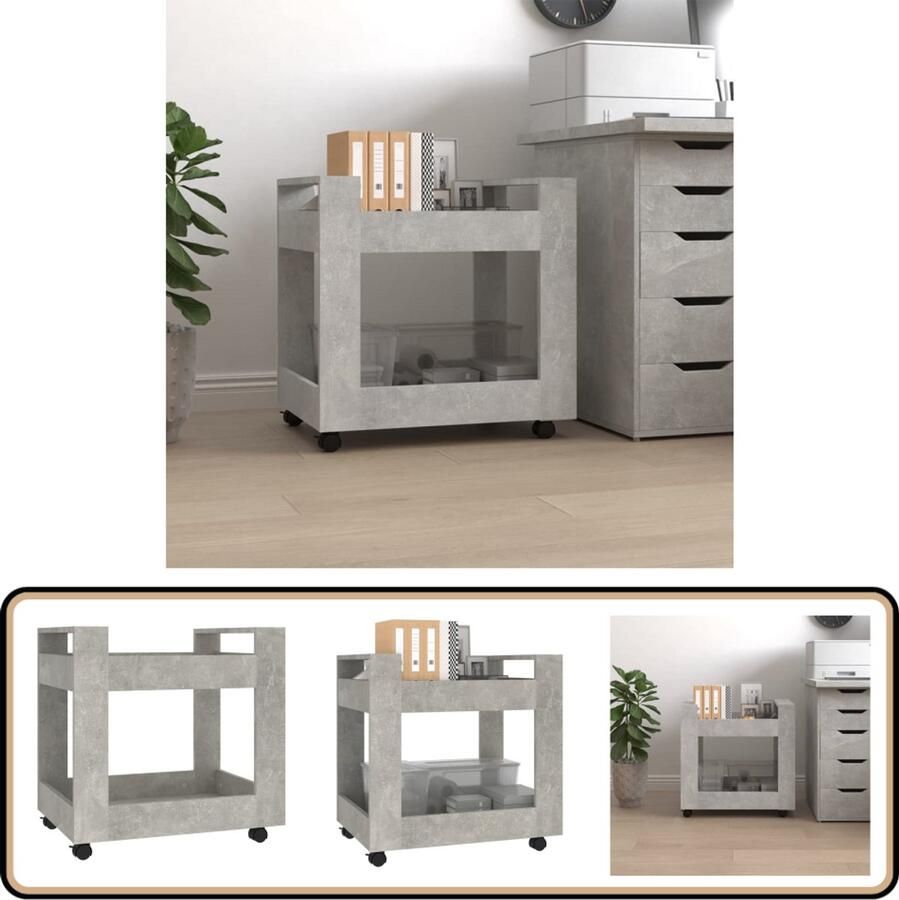VidaXL Bureaukastje 60x45x60 cm Bewerkt hout Betongrijs Bureaukastje Bureaukastjes Opbergkastje Opbergkast