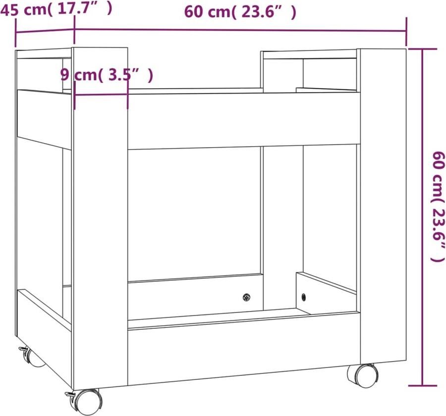 VidaXL Bureaukastje 60x45x60 cm bewerkt hout bruineikenkleurig - Foto 4