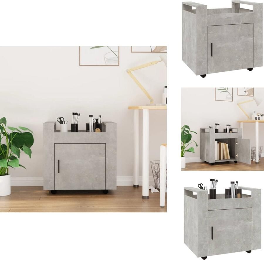VidaXL Bureaukastje Bureaukastjes Opbergkastje Opbergkast Bureaukastje 60x45x60 cm bewerkt hout betongrijs - Foto 2