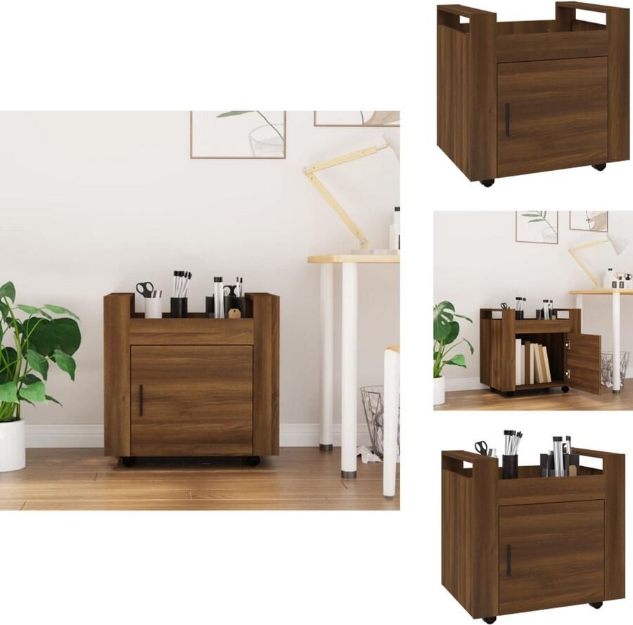 VidaXL Bureaukastje Bureaukastjes Opbergkastje Opbergkast Bureaukastje 60x45x60 cm bewerkt hout bruin eikenkleur