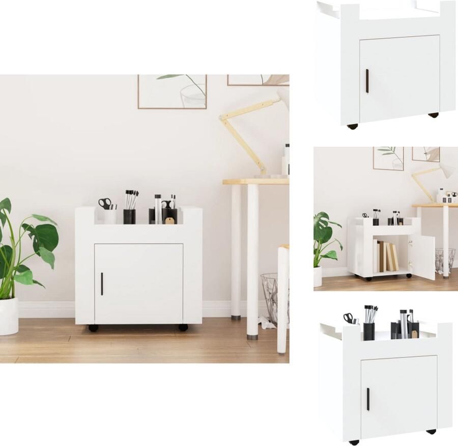 VidaXL Bureaukastje Bureaukastjes Opbergkastje Opbergkast Bureaukastje 60x45x60 cm bewerkt hout wit