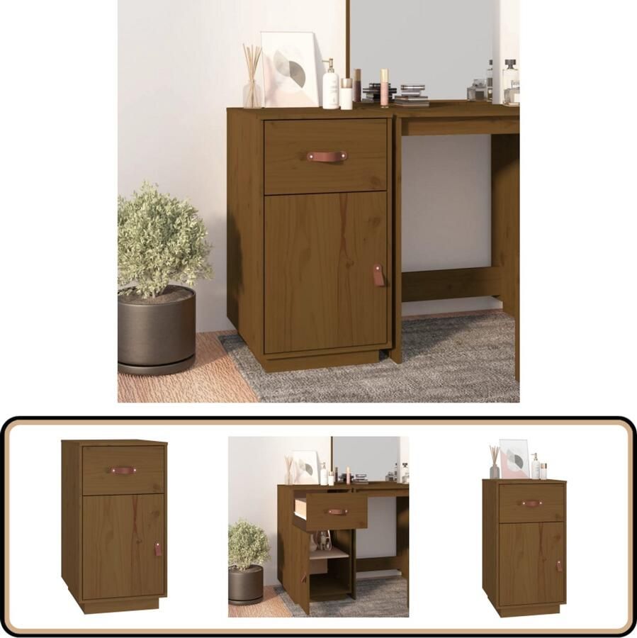 VidaXL Bureaukastje Grenenhout Honingbruin 40x50x75 cm Bureaukast Opberg Kast Houten Kast Grenenhouten Kast Honigbruine Kast