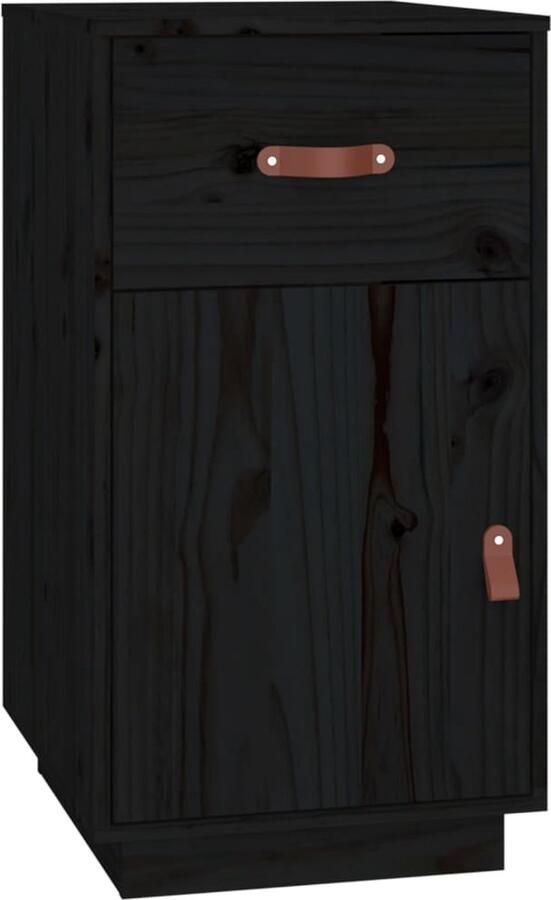 VidaXL Bureaukastje Zwart Massief Grenenhout 40x50x75 cm KantoorKast Houten Kast Grenoble Hout Zwarte Kast Boekenkast Opslagruimte Compact Bureau