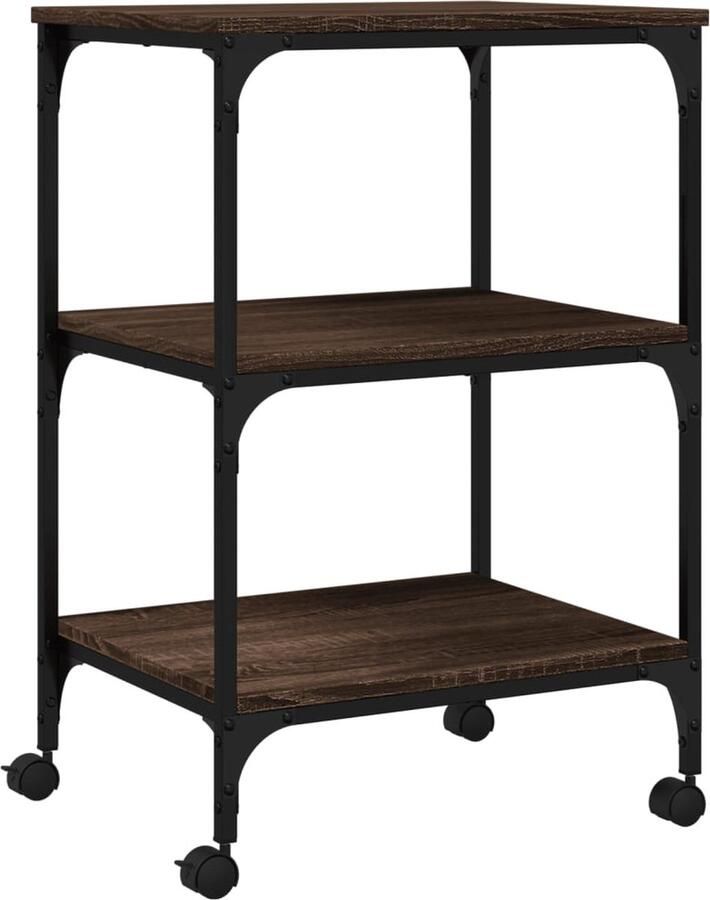 VidaXL Bureauorganisatie Printerkast Printerkastje 3-laags 50x41x75 cm bewerkt hout bruin eiken Houten Printerstandaard Bruine Printerkast Multifunctionele Organiser