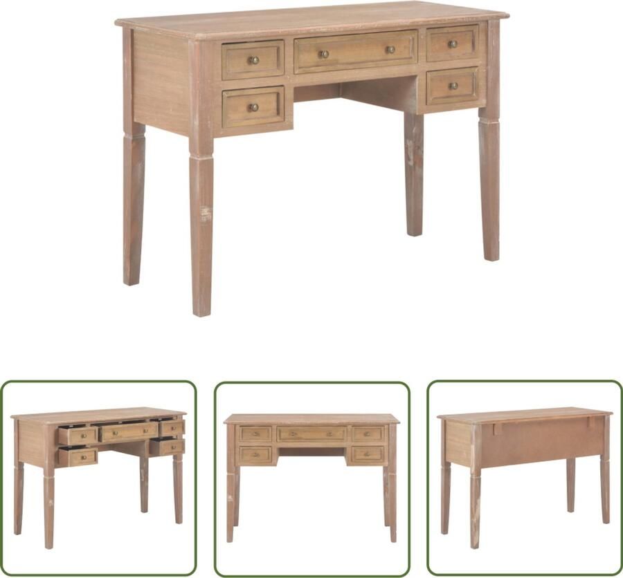 The Living Store Schrijftafel 109 5x45x77 5 cm hout bruin Schrijftafel Bureaus Houten Bureau Kantoorbureau Studietafel