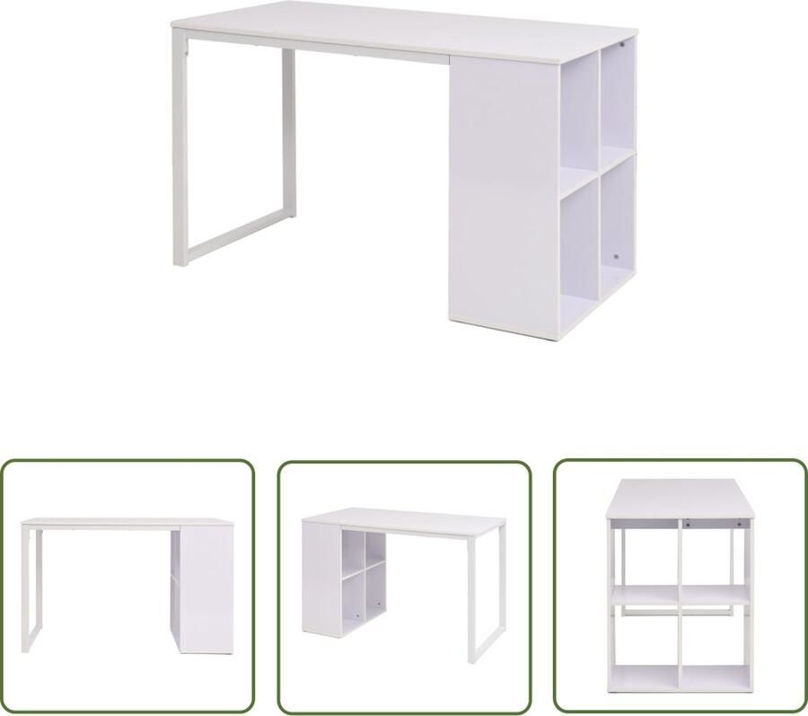 The Living Store Schrijftafel Moderne schrijftafel 120 x 60 x 75 cm wit Schrijftafel Bureaus Werkblad Houten Bureau Witte Meubels - Foto 2