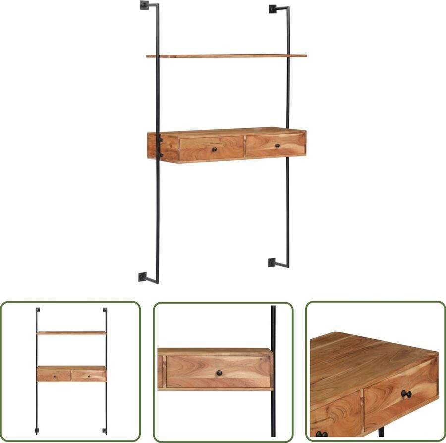 The Living Store Wandbureau 90x40x170 cm massief acaciahout Wandbureau Bureaus Massief Acaciahout Home Office Werkblad