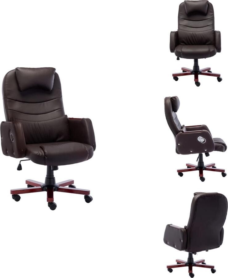 VidaXL Verstelbare Kantoorstoel Bruin Kunstleer 66 x 68 x (106-115) cm Ergonomisch Design Bureaustoel
