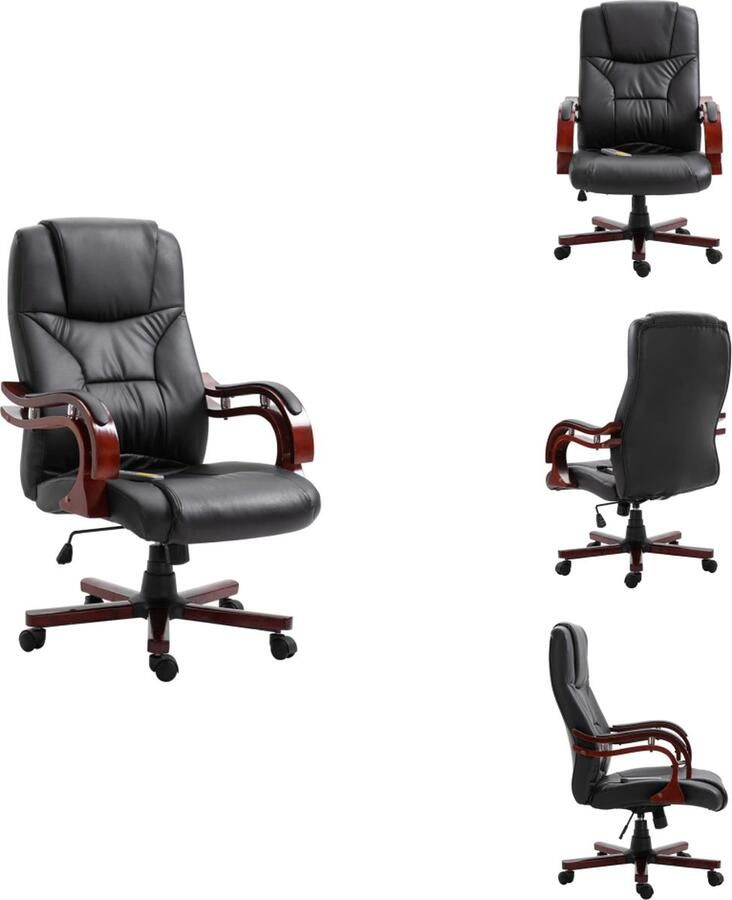 VidaXL Bureaustoel Ergonomisch Massage- en verwarmingsfunctie Zwart 64x66x(110-119) cm 110 kg capaciteit Bureaustoel