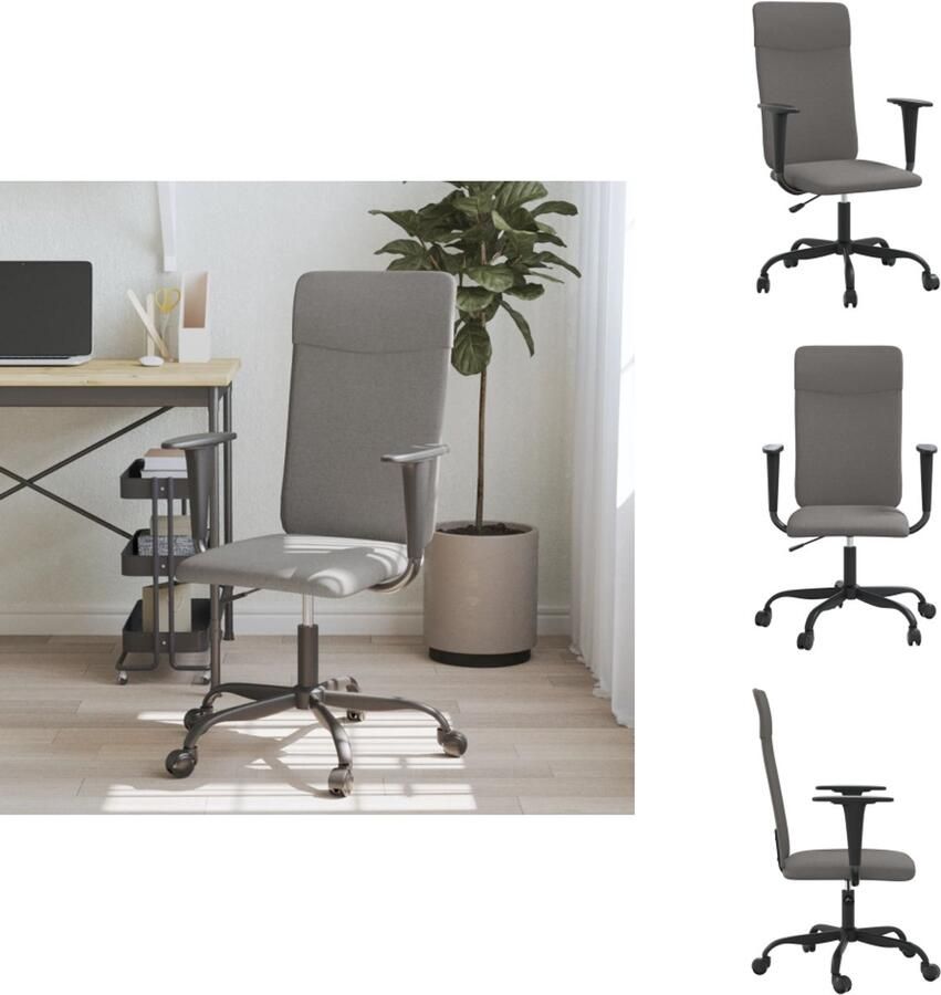 VidaXL Bureaustoel Bureaustoelen Kantoorstoel Kantoor Stoel Kantoorstoel verstelbare hoogte stof donkergrijs