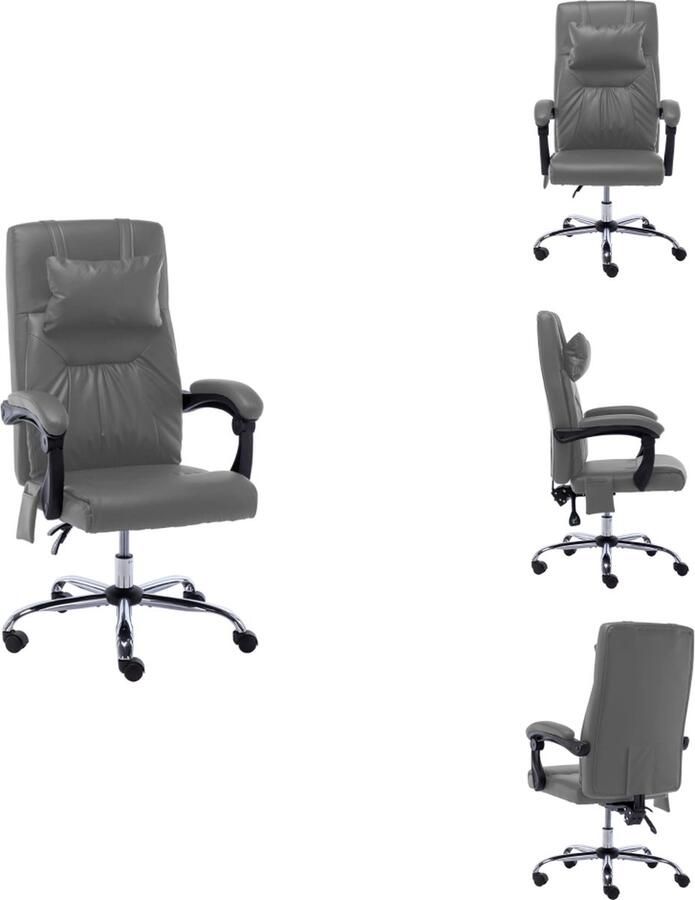 VidaXL Ergonomische Kantoorstoel Massage- en Ligfunctie Antraciet 60 x 64 x (112 121) cm Inclusief Nekkussen Bureaustoel