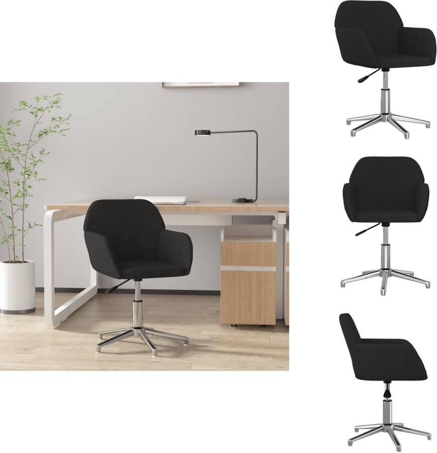 VidaXL Bureaustoel Bureaustoelen Stoel Kantoorstoel draaibaar stof zwart