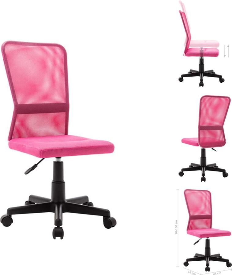VidaXL Bureaustoel Bureaustoelen Stoel Stoelen Kantoorstoel 44x52x100 cm mesh stof roze