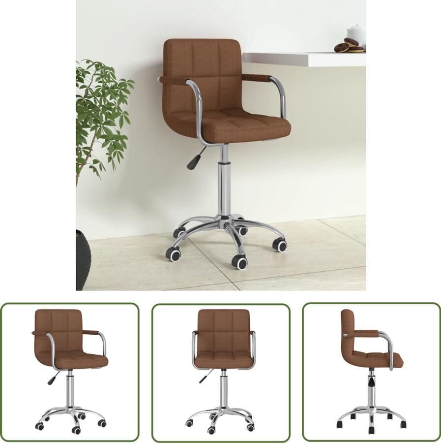 VidaXL Kantoorstoel draaibaar stof bruin Draaibare Kantoorstoel Bureaustoel Kantoorstoelen Bureaustolen Ergonomische Stoel