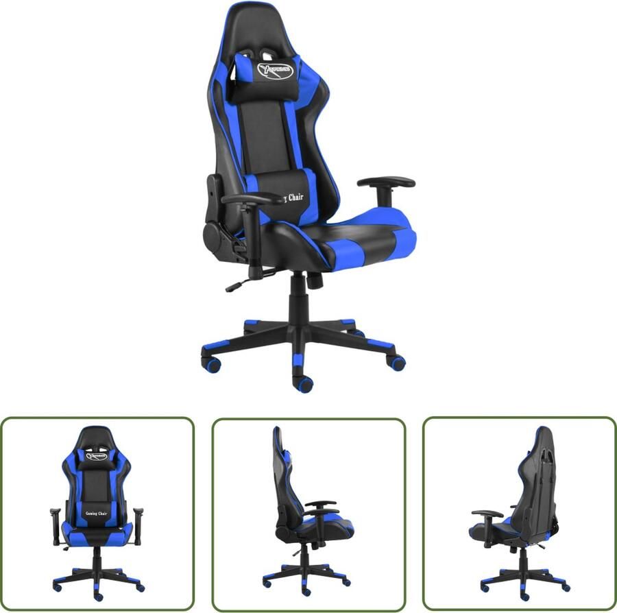 The Living Store Gamingstoel Luxe Blauw Zwart 68x69x(123-133) cm Ergonomisch Gamingstoel Bureaustoel Pc Stoel Ergonomische Stoel Racecar Stoel - Foto 2