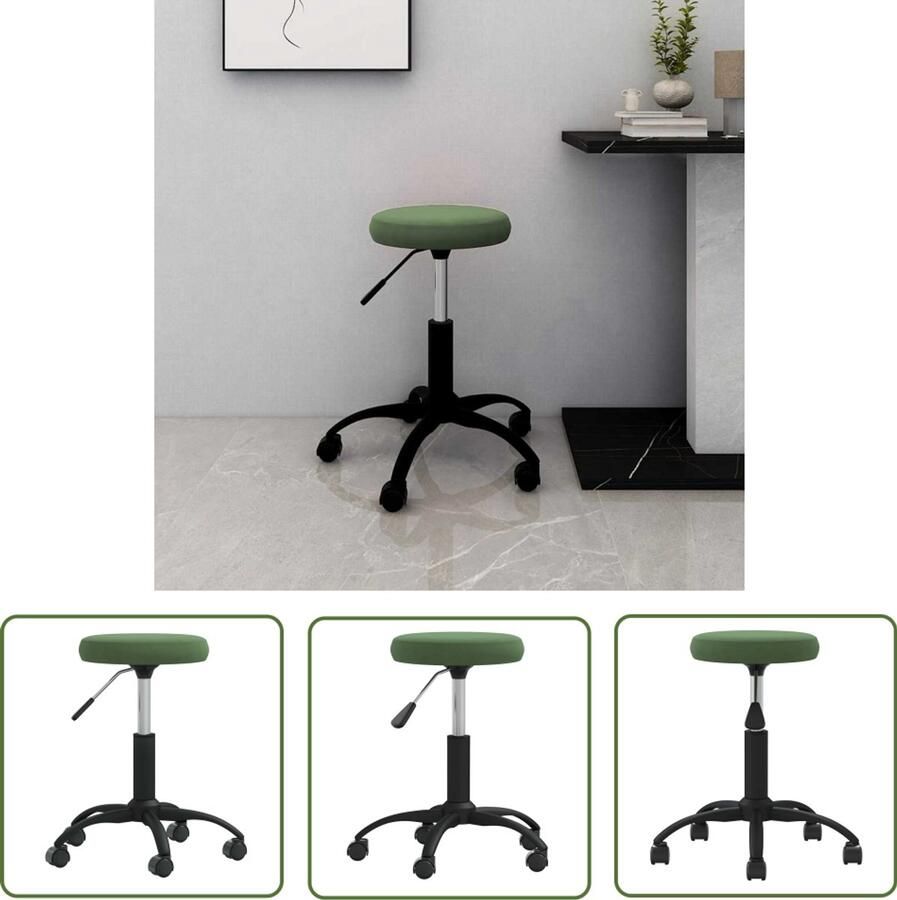 The Living Store Kantoorstoel draaibaar fluweel donkergroen Kantoormeubilair Bureaustoel Draaibare Stoel Ergonomische Stoel Fluweel Stoel