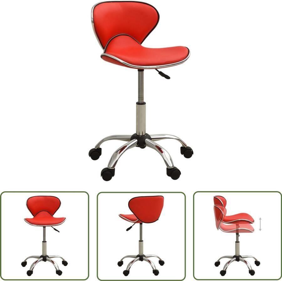 The Living Store Kantoorstoel kunstleer rood Kantoorsstoel Bureaustoel Kunstleder Rode Kantoorsstoel Ergonomische Stoel