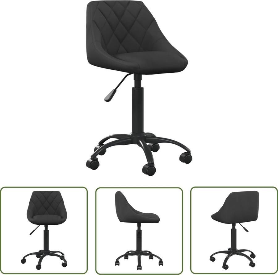 The Living Store Bureaustoel Verstelbaar Fluweel Zwart 44x46x(67.5-79)cm Kantoorstoel Bureaustoel Ergonomische Stoel Fluweel Stoel Zwarte Stoel - Foto 2