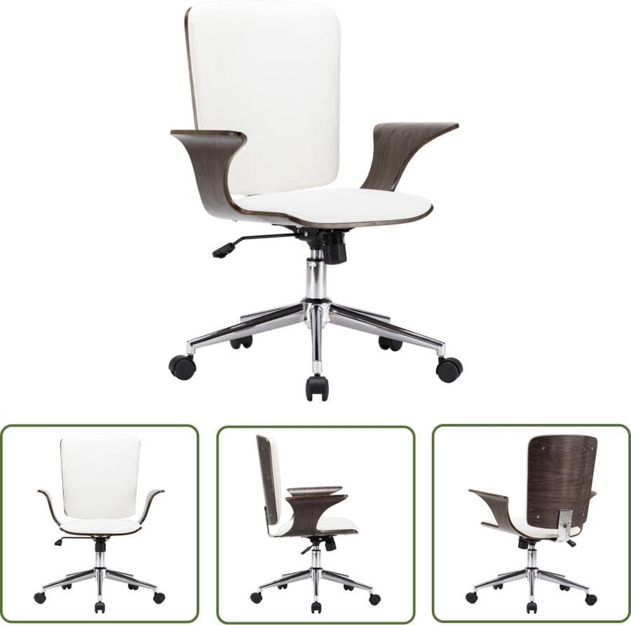 The Living Store Bureaustoel Elegante bureaustoel Ergonomisch ontwerp Kunstleren bekleding Verstelbaar 69 x 61 cm Kantoorstoel Bureaustoel Moderne Stoel Ergonomische Stoel Kunstlederen Stoel - Foto 2