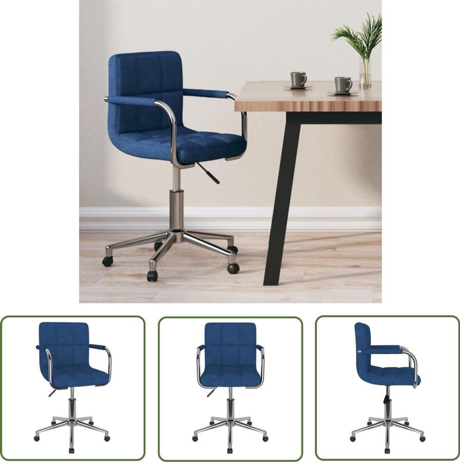 The Living Store Kantoorstoel draaibaar stof blauw Kantoorstoel Bureaustoel Draaibare Stoel Blauwe Stoel Ergonomische Stoel