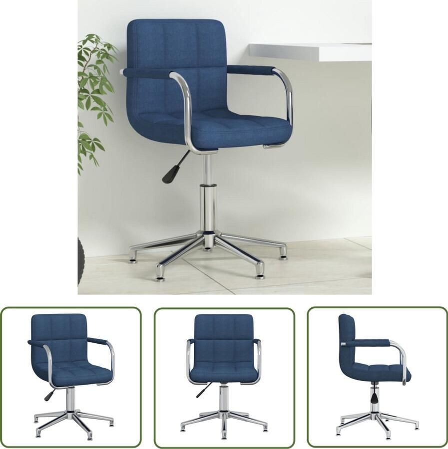 The Living Store Kantoorstoel draaibaar stof blauw Kantoorstoel Bureaustoel Draaibare Stoel Ergonomische Stoel Blauwe Stoel