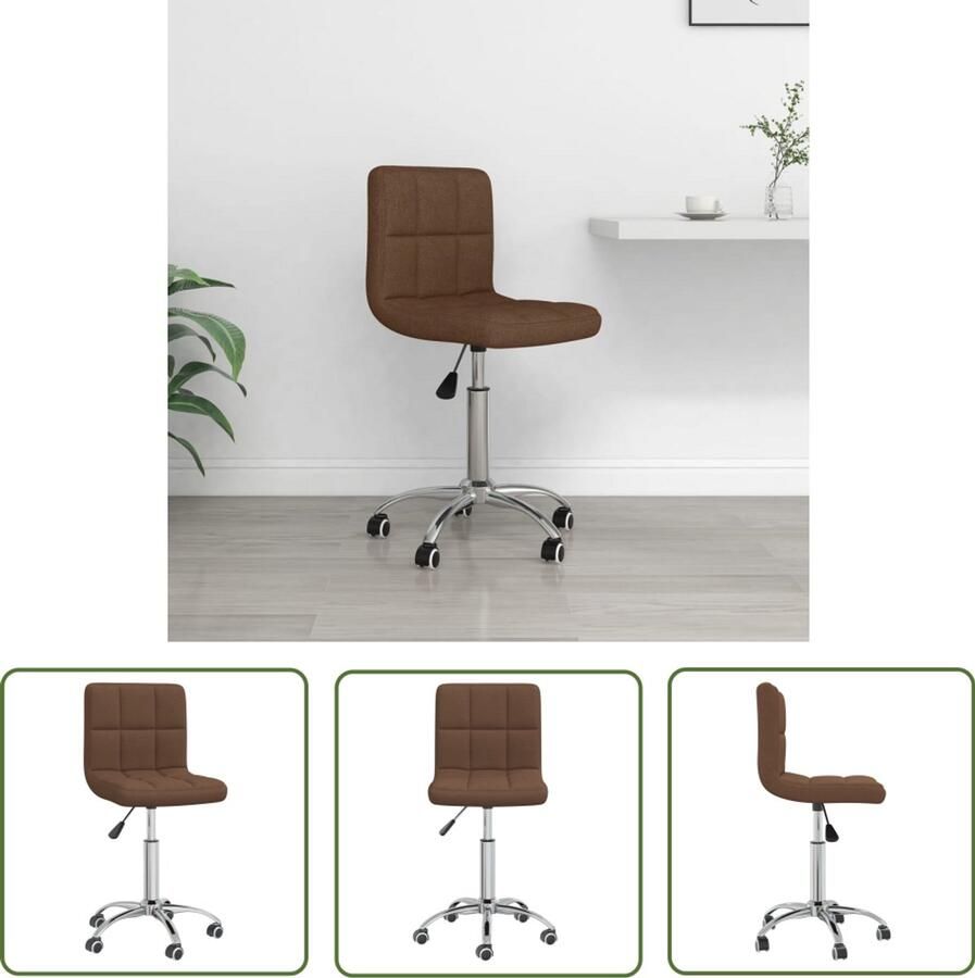 The Living Store Kantoorstoel draaibaar stof bruin Kantoorstoel Bureaustoel Draaibare Stoel Bureaustuif Ergonomische Stoel
