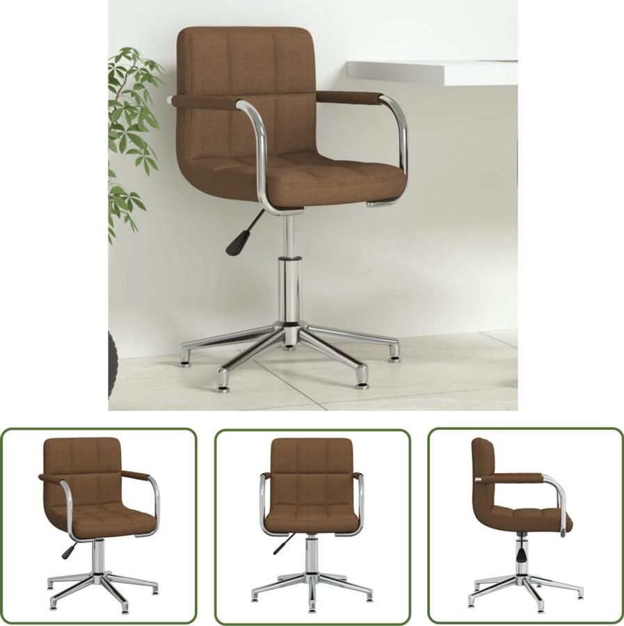 The Living Store Kantoorstoel draaibaar stof bruin Kantoorstoel Bureaustoel Draaibare Stoel Comfortabele Stoel Ergonomische Stoel