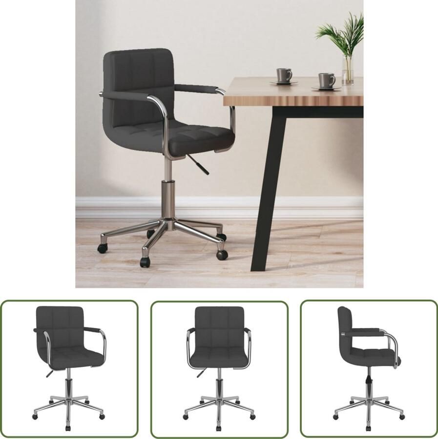 The Living Store Kantoorstoel draaibaar stof donkergrijs Kantoorstoel Bureaustoel Draaibare Stoel Donkere Grijze Stoel Ergonomische Stoel
