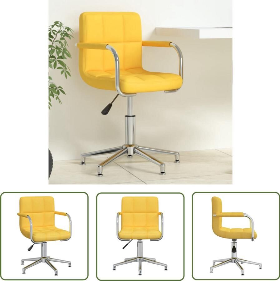 The Living Store Kantoorstoel draaibaar stof mosterdgeel Kantoorstoel Bureaustoel Draaibare Stoel Mosterdgeel Comfortabele Stoel
