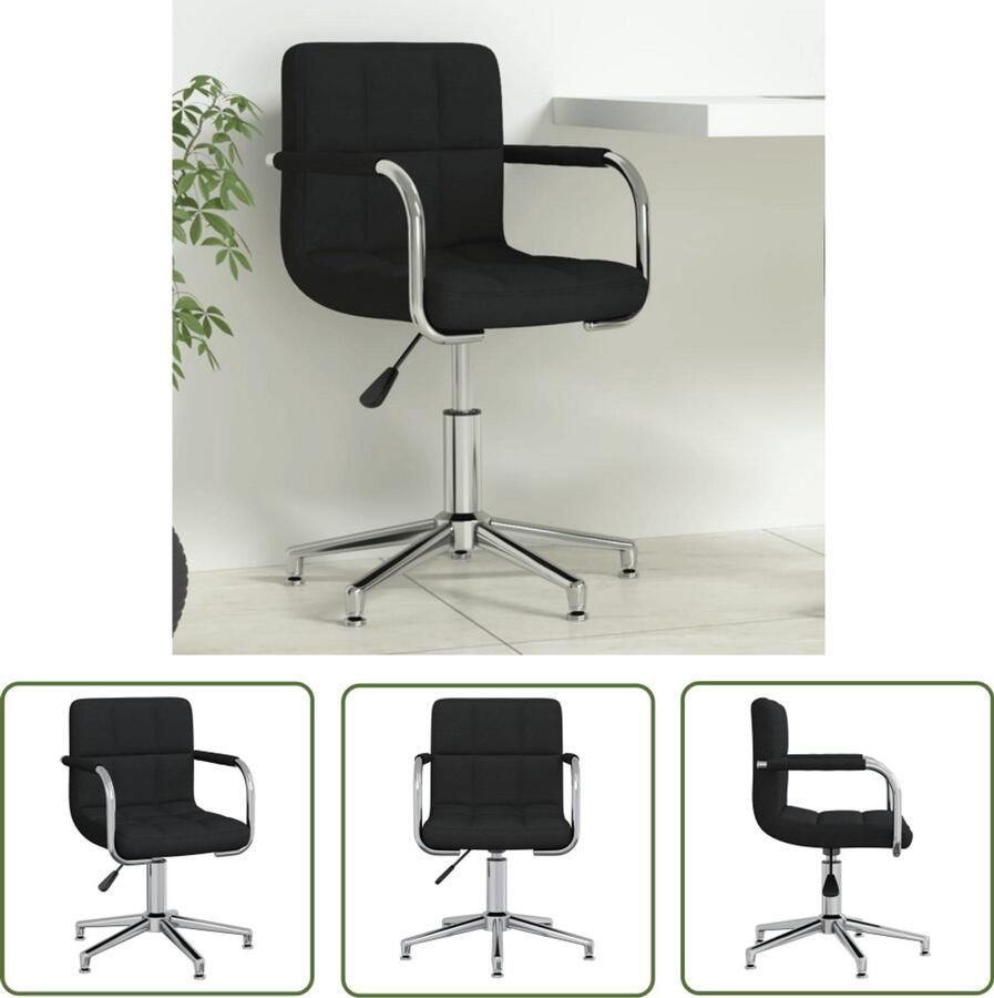 The Living Store Kantoorstoel draaibaar stof zwart Kantoorstoel Bureaustoel Draaibare Stoel Zwarte Stoel Ergonomische Stoel