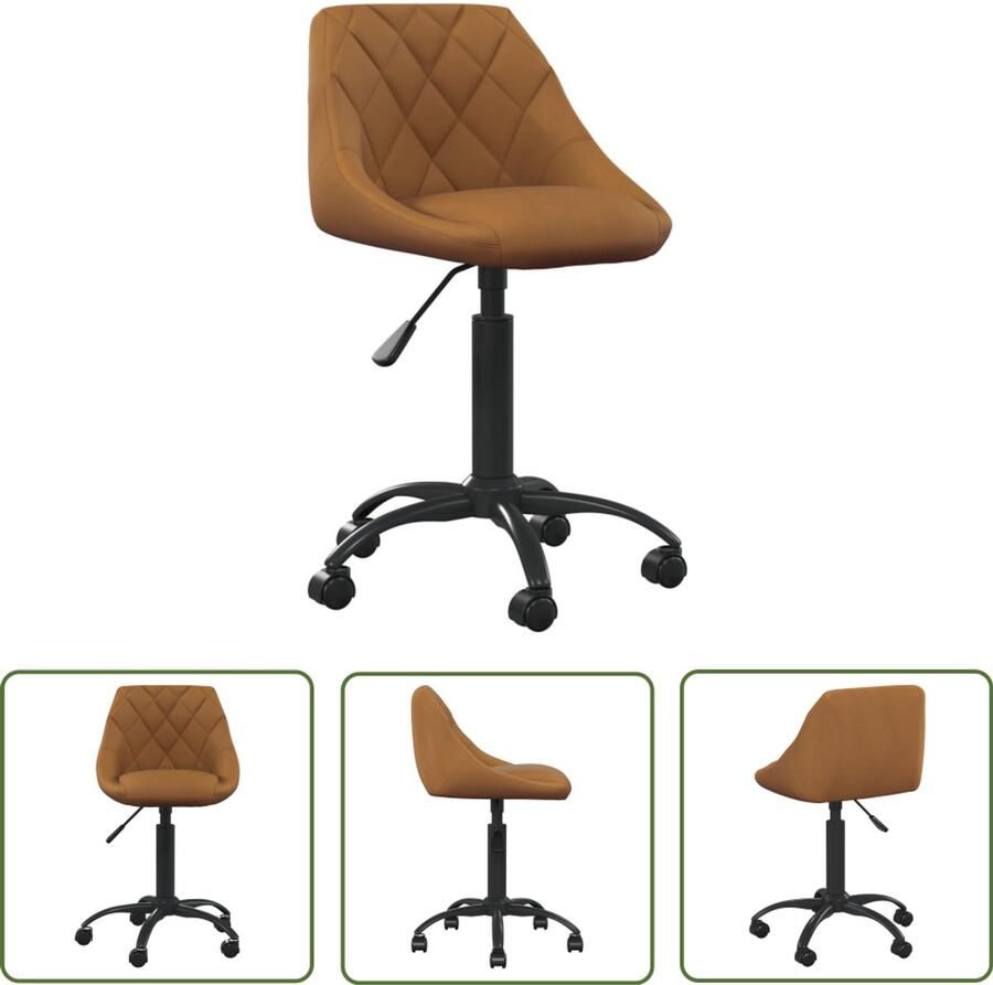 The Living Store Kantoorstoel fluweel bruin Kantoorstoel Bureaustoel Ergonomische Stoel Fluweel Stoel Bruine Stoel