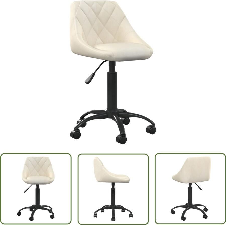 The Living Store Kantoorstoel fluweel crèmekleurig Kantoorstoel Bureaustoel Ergonomische Stoel Fluweel Stoel Creme Kleur