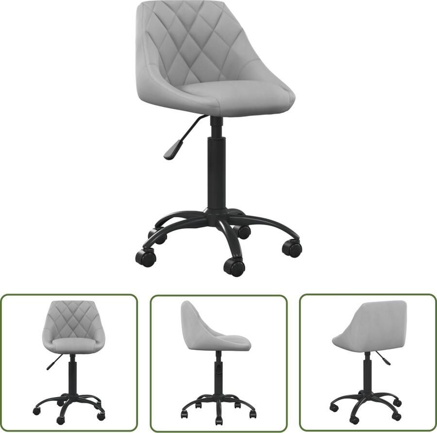 The Living Store Bureaustoel Zitmeubel 44 x 46 x (67.5 79) cm Zacht fluweel 360Â° draaibaar Lichtgrijs Kantoorstoel Bureaustoel Ergonomische Stoel Fluweel Stoel Grijze Stoel