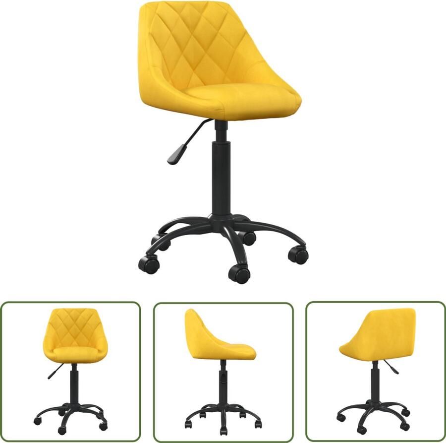 The Living Store Kantoorstoel fluweel mosterdgeel Kantoorstoel Bureaustoel Fluweel Mosterdgeel Ergonomische Stoel