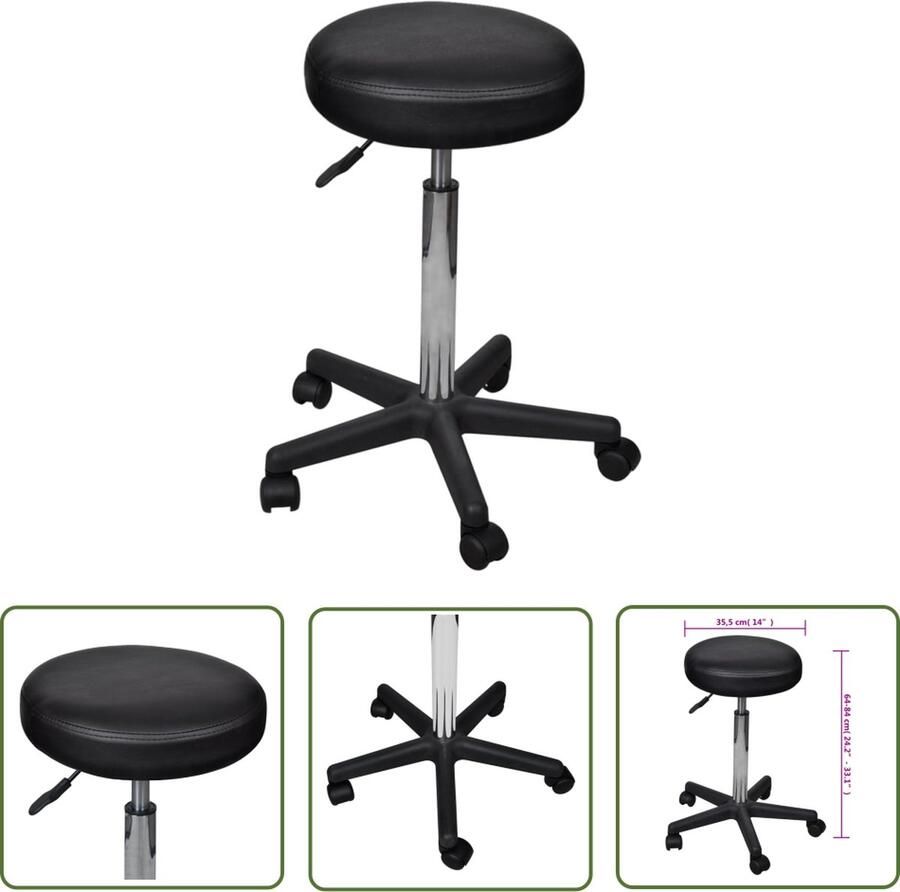 The Living Store Kantoorkruk Hoogte verstelbaar Comfortabele zitting Moderne stijl 52cm voet 35.5cm zitvlak 64-84cm verstelbaar 3.5kg Zwart Kantoorstoel Bureaustoel Moderne Stoel Ergonomische Stoel Adjustable Height Chair - Foto 2