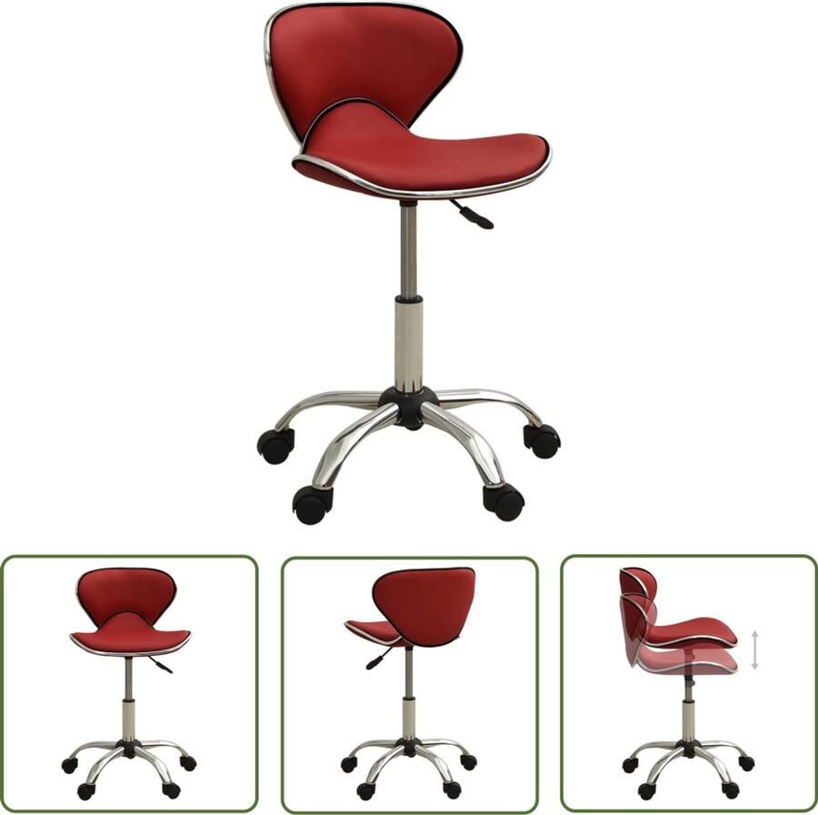 VidaXL Bureaustoel Kantoorstoel kunstleer wijnrood Ergonomische Stoel Kunstlederen Stoel Rode Stoel