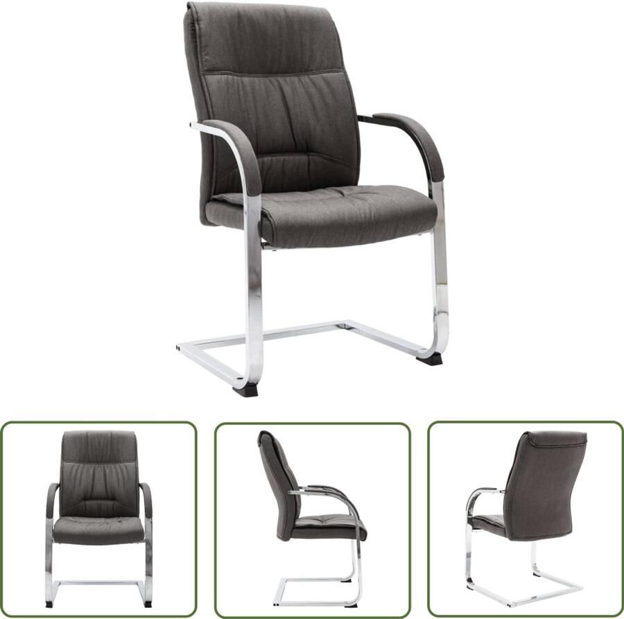 The Living Store Kantoorstoel stof grijs Kantoorstoel Bureaustoel Ergonomische Stoel Grijze Stoel Polyester Stoel