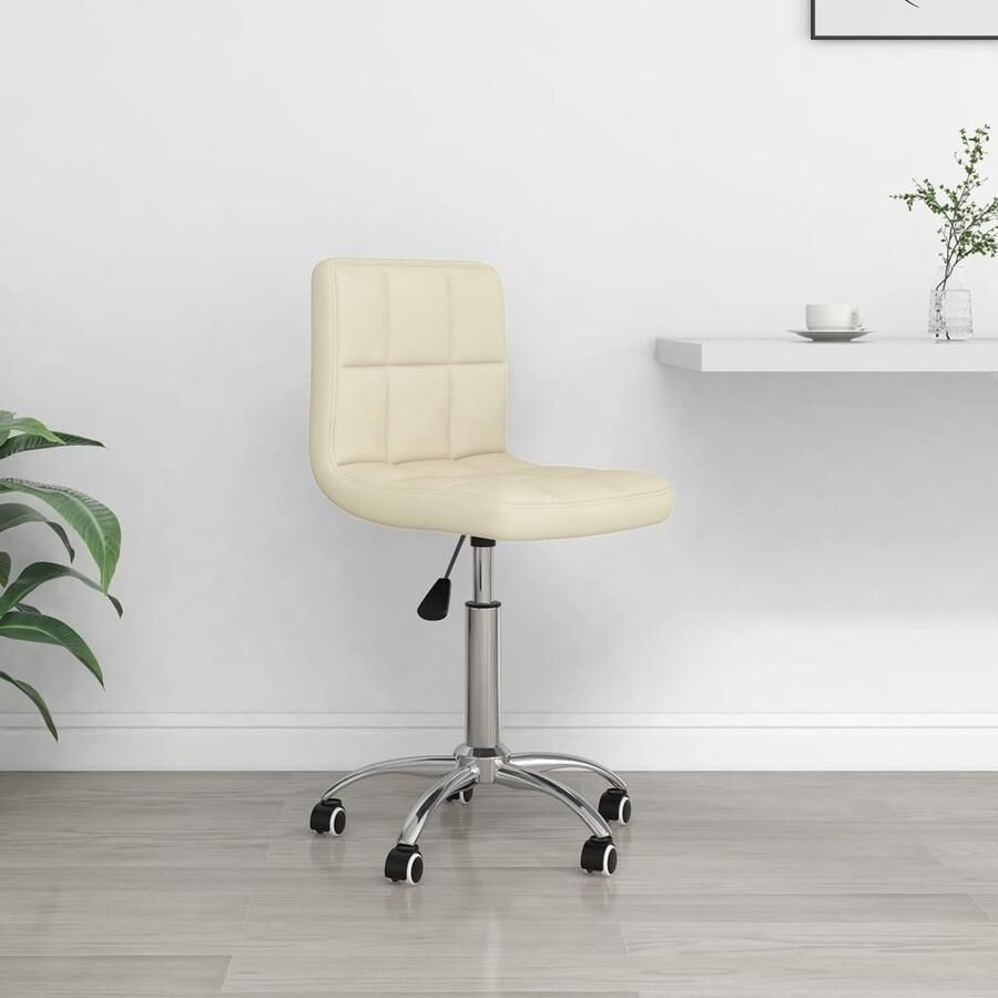 The Living Store Bureaustoel Verstelbaar Draaibaar Crème Stof verchroomd staal 40x47x(74.5-86)cm Kantorstoel Bureaustoel Draaibare Stoel Ergonomische Stoel Comfortabele Stoel - Foto 2