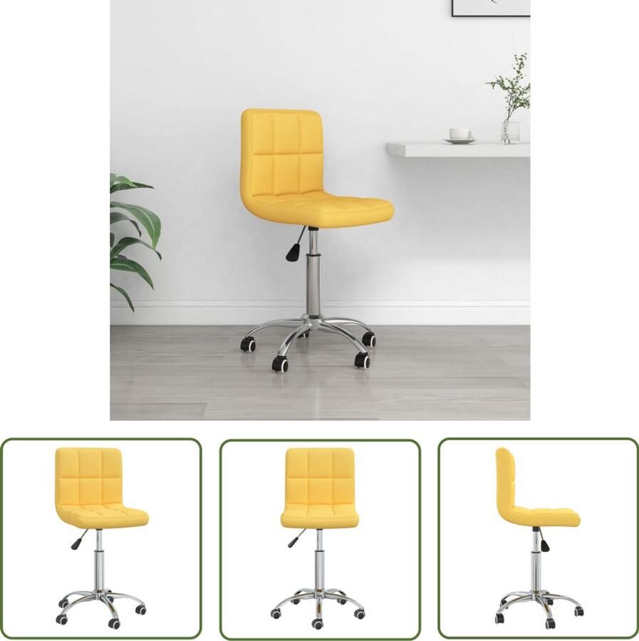 VidaXL Kantoorstoel draaibaar stof mosterdgeel Kantorstoelen Bureaustoel Mosterdgeel Ergonomische Stoel Draaibare Stoel