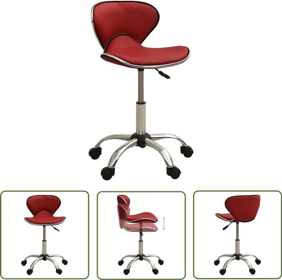 VidaXL Salonkruk kunstleer wijnrood verstelbaar Salontafel Bureaustoel Kantoorstoelen Stoel Lounge Stoel