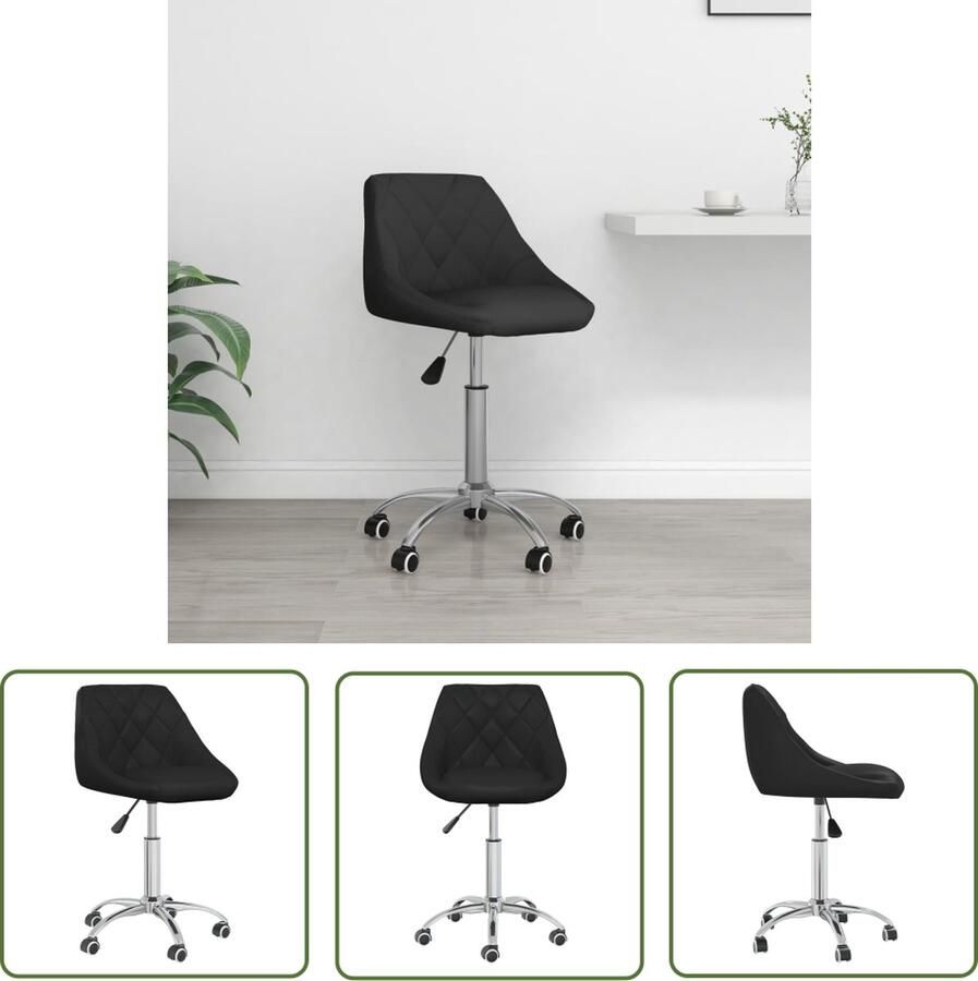 The Living Store Draaibare Kantoorstoel Zwart 46 x 44 x (67.5-79) cm Kunstleer Kantoorstoel Bureaustolen Draaibare Stoel Ergonomische Stoel Kunstlederen Stoel
