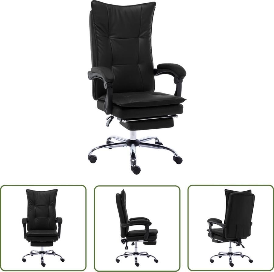 The Living Store Verstelbare Kantoorstoel Ergonomisch Zwart 64 x 68 x (113 120) cm 110 kg Kantoorstoel Bureaustool Ergonomische Stoel Zwarte Stoel Kunstlederen Stoel - Foto 2