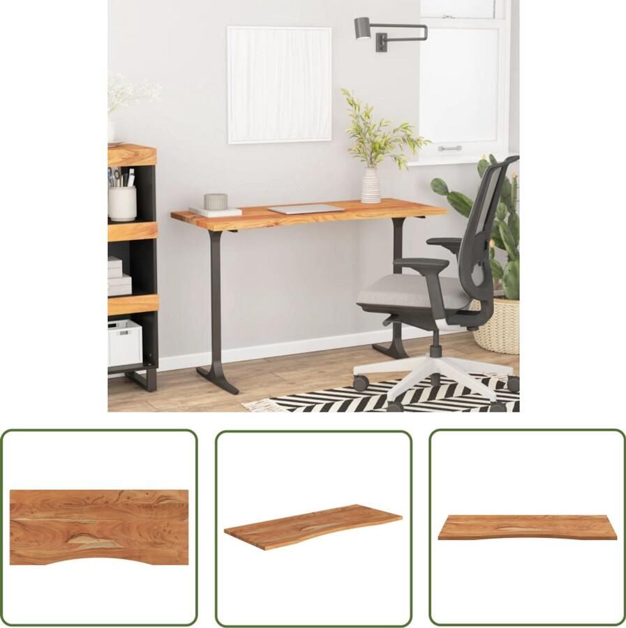 The Living Store Bureaublad rechthoekig 120x50x2 5 cm massief acaciahout Houten Bureau Blad Bureautafel Acacia Hout Massief Hout Ergonomische Tafel