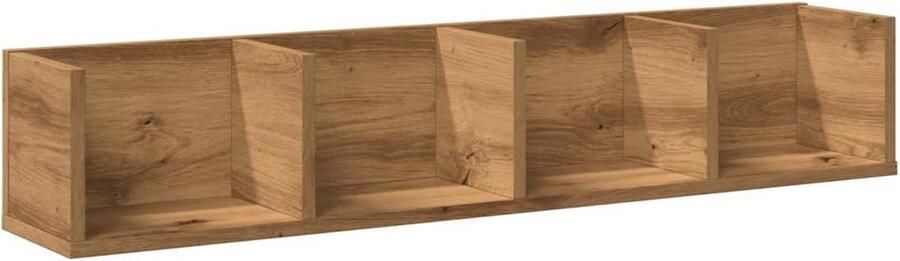 VidaXL CD-wandschap 100x18x18 cm bewerkt hout artisanaal eikenkleurig Cd Kast Houten Kast Wandkast Opbergkast Media Kast