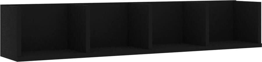 VidaXL Cd-wandschap 100x18x18 cm Zwart Bewerkt hout Cd Kast Dvd Kast Muziekbibliotheek Opbergkast Wandmontage